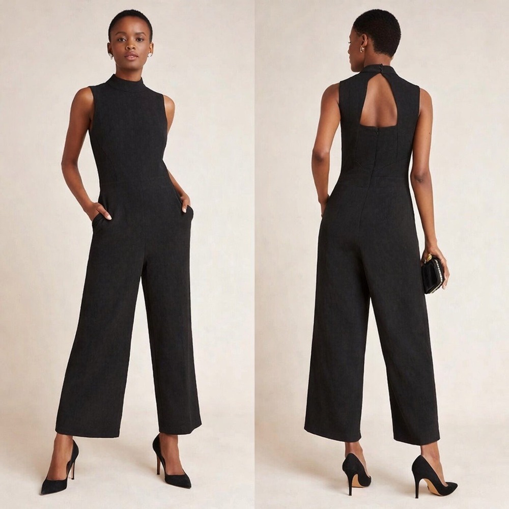 Eva Franco for Anthropologie "Charley" Mock Neck Keyhole Back Jumpsuit Medium